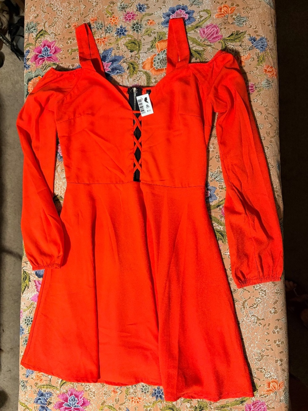 Zinga NWT Small off shoulder bustier fit & flare orange dress